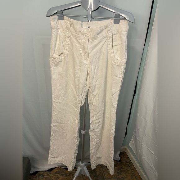 H&M white linen‎ blend pants size 12 - Picture 1 of 11